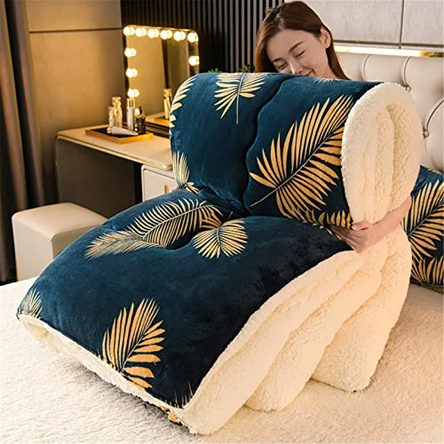 DEZYPZAM Couette en Velours de Laine d'agneau en Coton, Épaisse et Chaude Cachemire Édredon, Anti-poussière et Anti-Allergique Au Printemps Hiver et Automne (Marine,150 * 200cm (2.5kg)