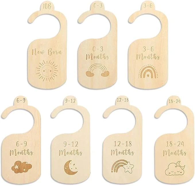 7 Pièces Séparateur de Placard pour Bébé en Bois, armoire séparateur de vêtements pour bébé, Separateur Penderie Bebe par Mois Organisateurs de Vêtements,pour Garçon Fille Décors de Chambre D'enfant