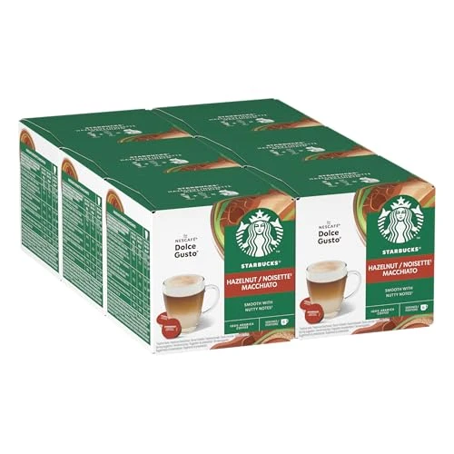 STARBUCKS Hazelnut Macchiato by Nescafé Dolce Gusto, Torréfaction Brune, Capsules de Café 6 x 12 (72 Capsules)
