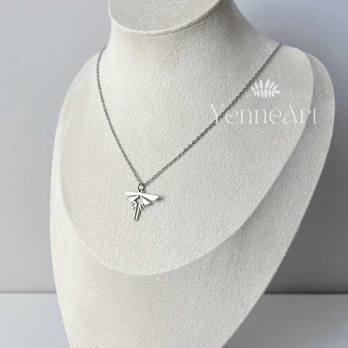 TLoU silver color necklace, firefly sign pendant, The Last of Us cosplay, The Last of Us medallion, velvet gift bag