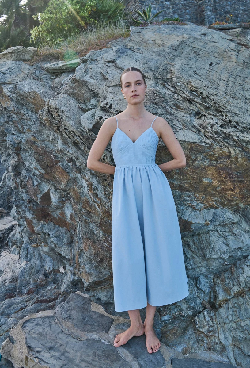 Robe longue à bretelles en coton