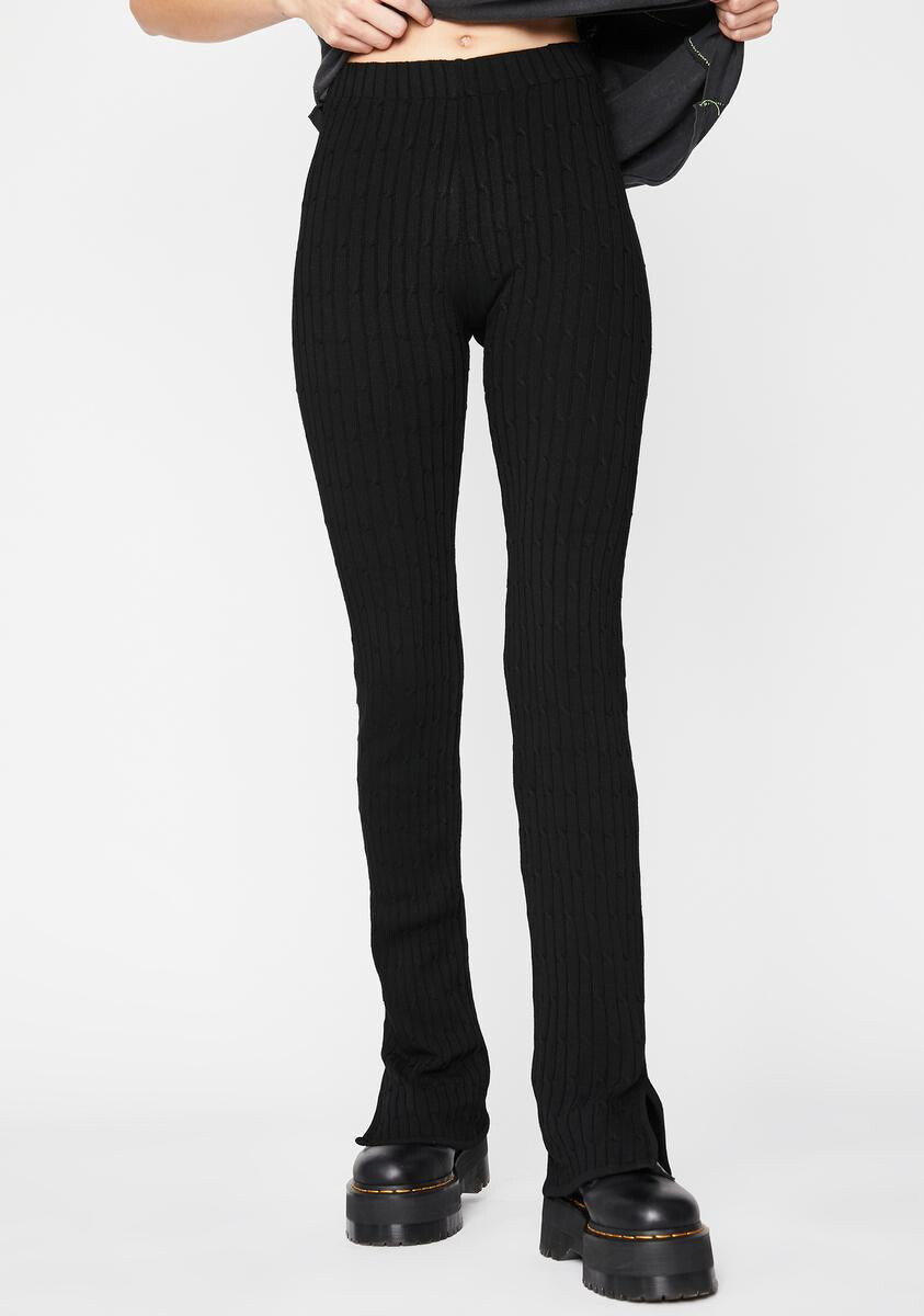 Stretchy Ribbed High Waist Leggings Black