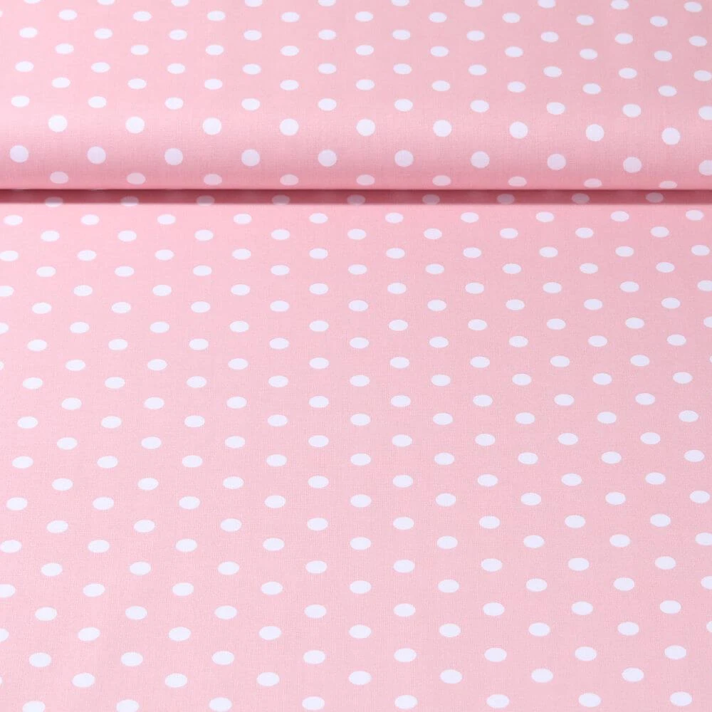 Popeline de coton Benno - Pois XL Rose Blanc