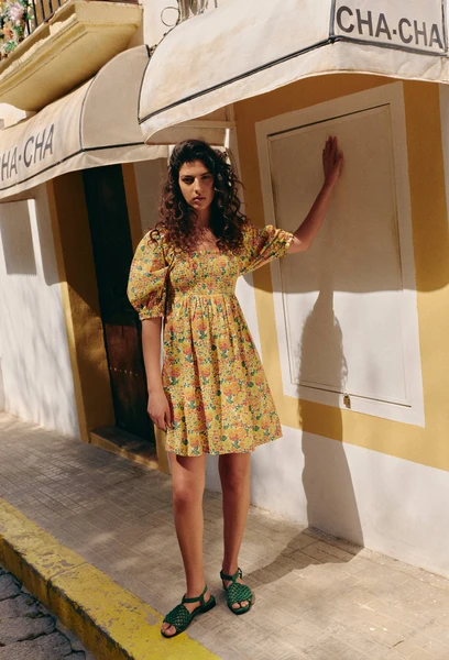 Robe courte imprimée en coton BIO GOTS