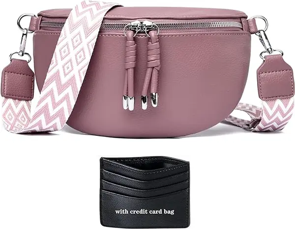 YISUOHOOM Sac Banane Femme Noir Sac bandoulière Femme Petit Sac a Main Femme bandoulieres Pochette Telephone Portable avec Fente pour Carte de crédit et bandoulière de 3.8cm de Large