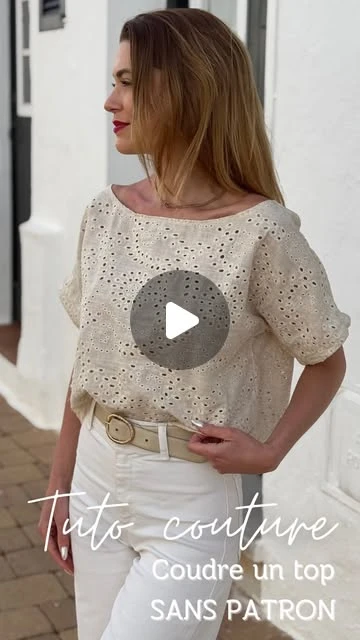 ✨Maureen✨ on Instagram: "✨‼️ PATRON couture GRATUIT ‼️✨Honnêtement, se coudre un top pour l’été aussi mignon, aussi vite et sans patron, il ne faudrait pas s’en priver : alors voici le modèle que j’ai imaginé et dont je vous partage le pas à pas 💖Pour le coudre il a suffit de 90cm de ce lin viscose brodé (ref. 1265420) @tissusdesursules et vraiment très peu de temps.Il possède une encolure bateau très large qu’on peut porter sur une épaule si on le veut. D’ailleurs vous pouvez biensur le rallonger un peu ou réduire l’encolure facilement si vous le souhaitez.Je suis ravie de vous proposer ce tutoriel et n’hésitez pas à me dire si il vous plaît autant qu’à moi 🤩Hâte de voir vos créations quand vous le réaliserez 👀🥰À bientôt et bonne couture 🪡#tutoriel #tutocouture #patrongratuit #freepattern #diyreel"