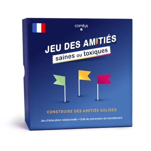 Comitys - Jeu des amitiés saines ou Toxiques – Prévention harcèlement et violences – Outil pédagogique dès 9 Ans pour Enfants, Ados, Adultes – 90 Cartes, 1 Guide – Animation EVARS, école, thérapie