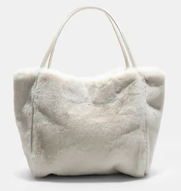 Stradivarius - Cabas en fausse fourrure - Écru