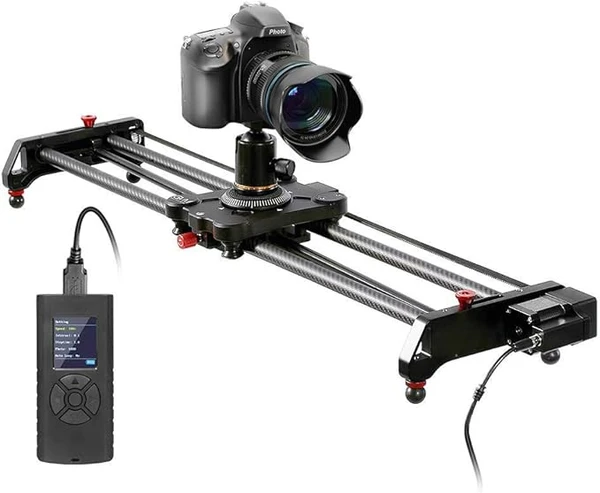 GVM 80cm Slider Caméra Motorisé,Track Dolly Slider,Slider caméra,Système de Rails avec accélérateur motorisé et Prises vidéo,Follow Focus Shot, Prise de Vue panoramique à 120° - 80 cm
