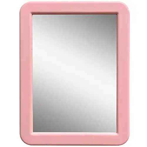 CEREM Miroir magnétique pour casier de fille, rose clair, 12,7 x 17,8 cm – Miroir magnétique en verre véritable pour casier d'école, bureau, maison