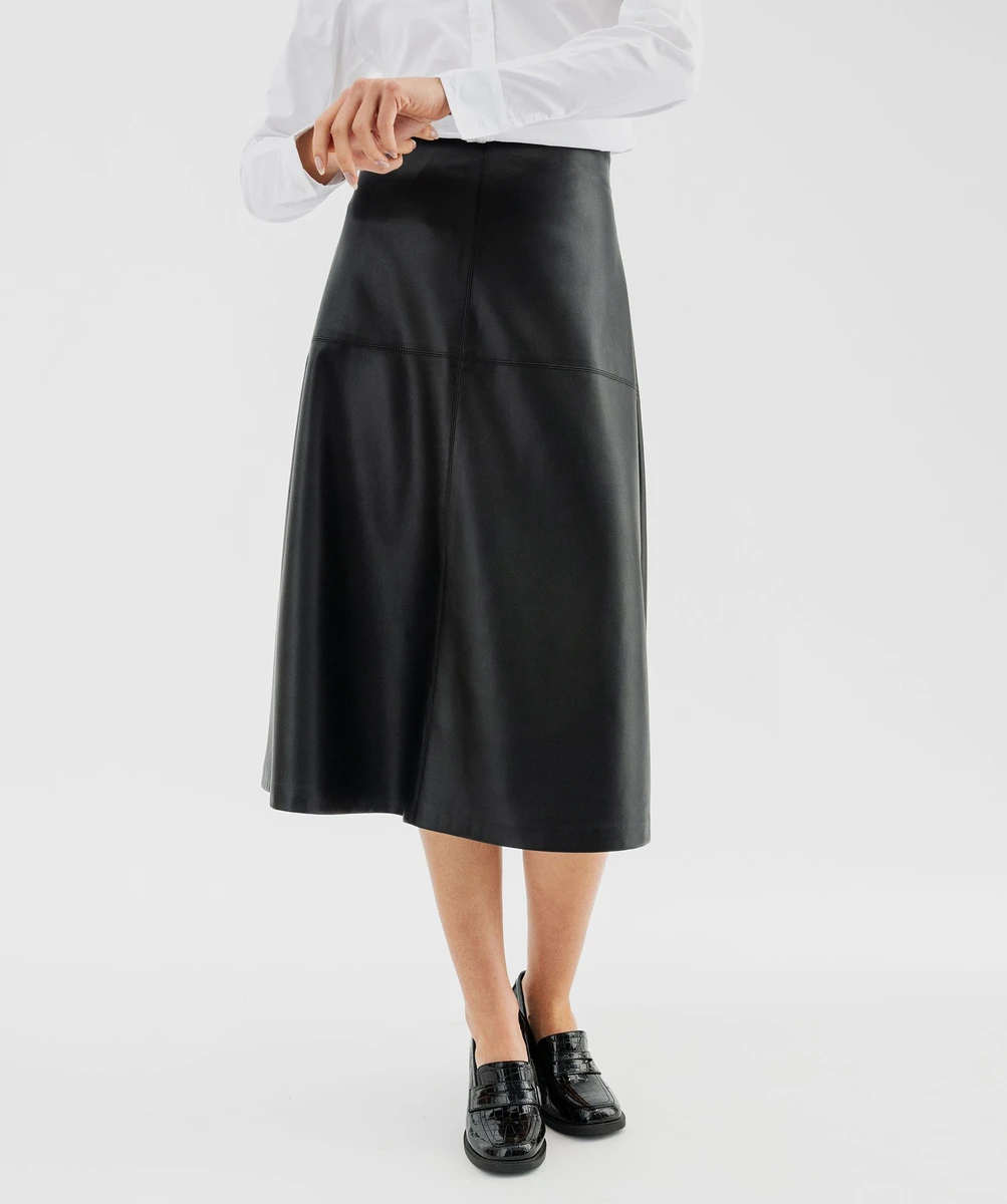 Jupe longue en matière synthétique cuir imitation femme