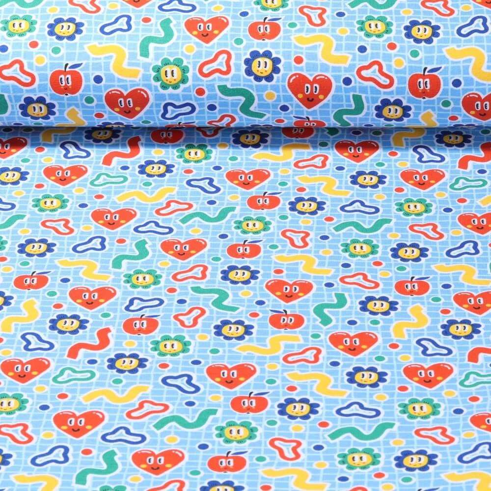 Jersey - Visages de cœur Bleu clair