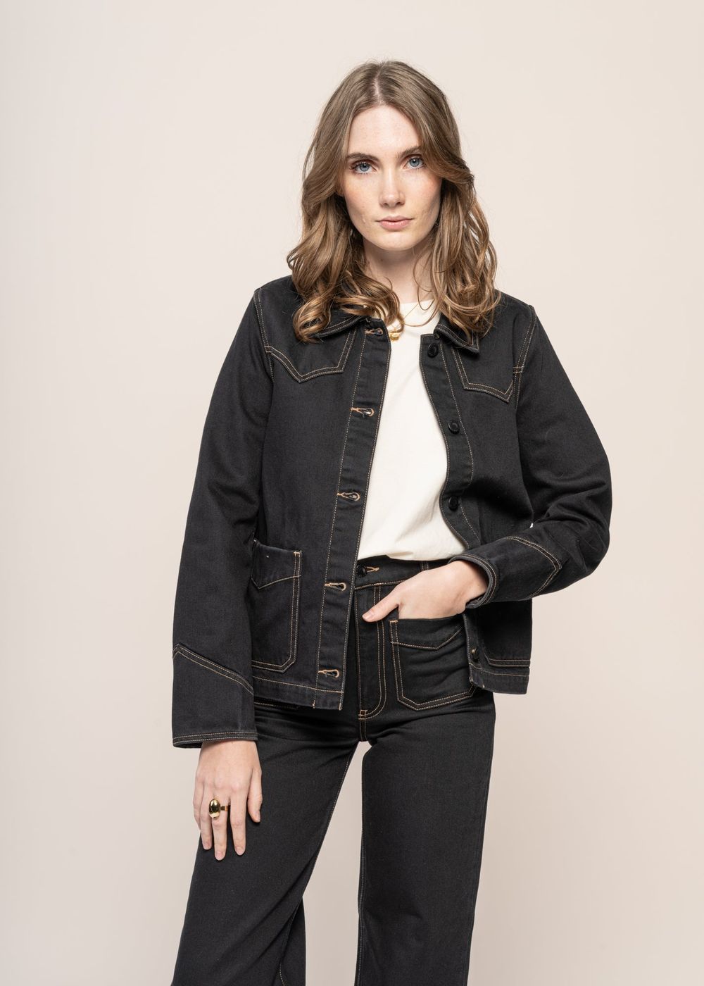 Veste denim en coton bio noir 