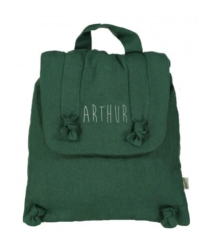 Sac à dos en lin personnalisé avec son prénom - Rentrée en crêche