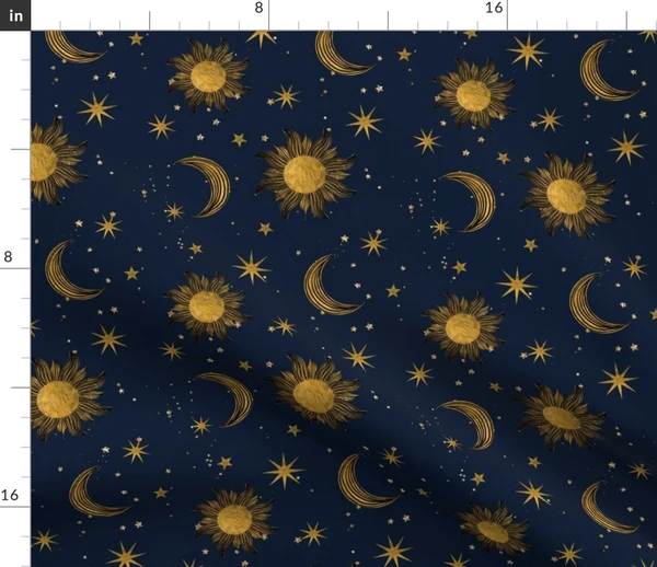 Golden Celestial Fabric | Spoonflower