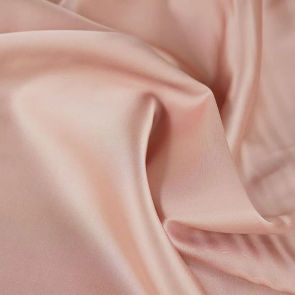 Tissu satin viscose uni - rose poudré