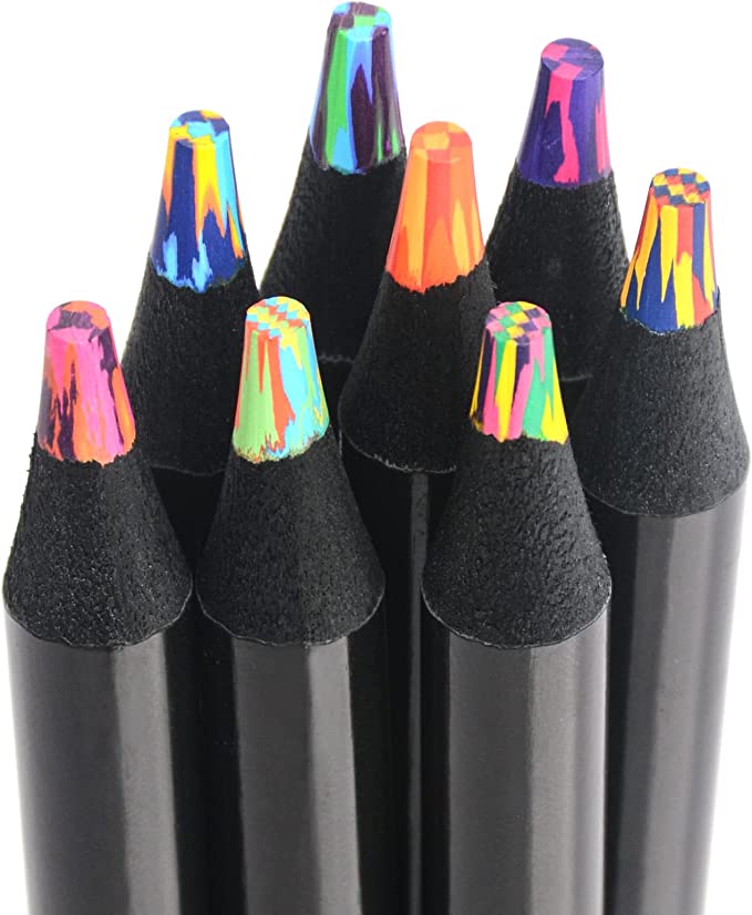 Kird Barken Garnissage de chaussettes, fournitures d'art, 24 crayons de couleur arc-en-ciel, cadeaux pour adolescentes, trucs à la mode, crayons de couleur cool multicolores pour l'art amusant