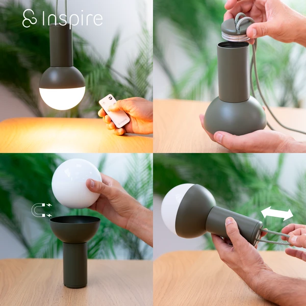 Lampe de table ou à suspendre, 1300 lumens, Dolci vert kaki INSPIRE