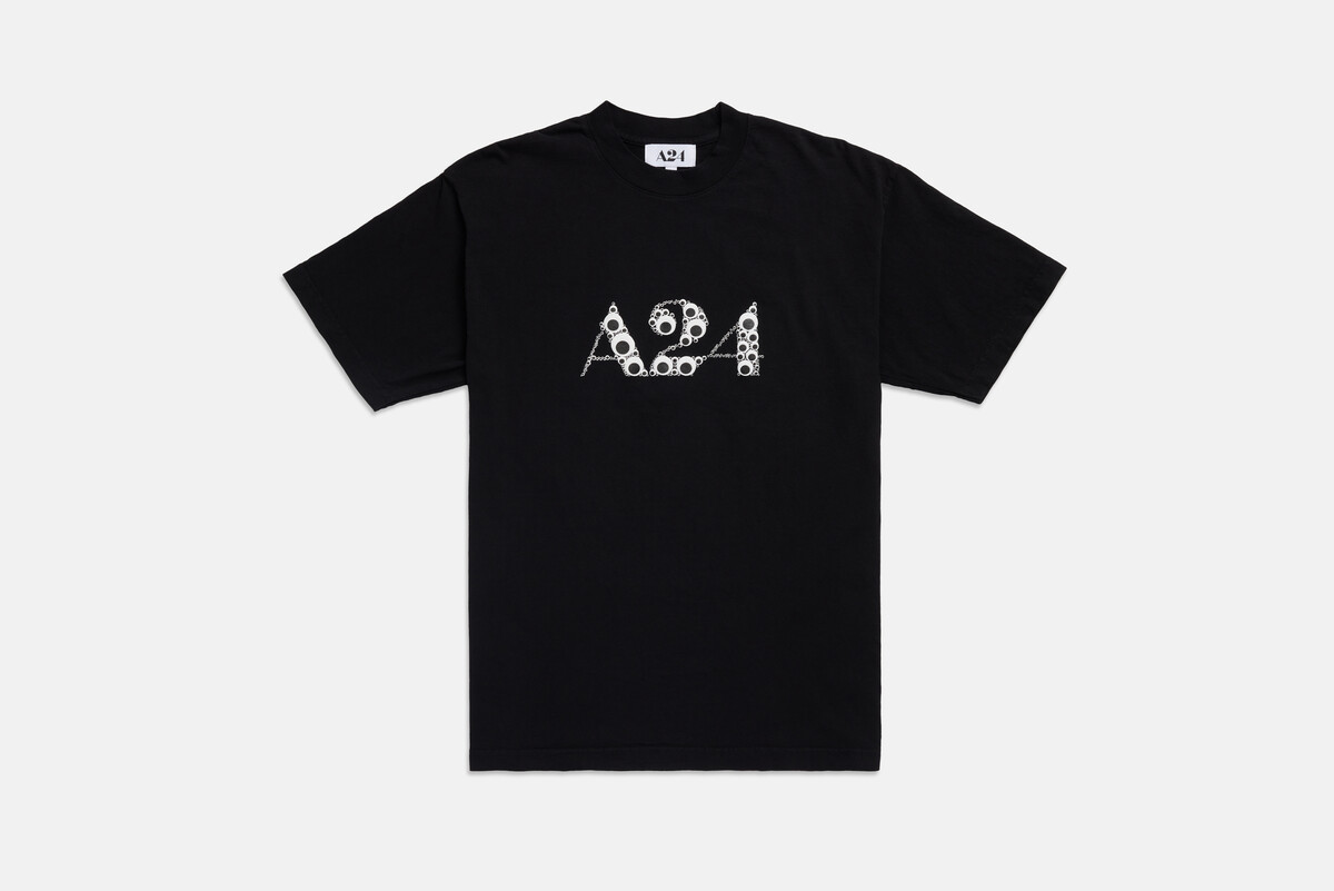Black Googly Eye Puff Print Logo Tee