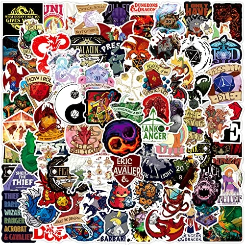Autocollant Dragons, 100PCS Stickers Dragons, Dungeons Dragons Graffiti Autocollants, Étanches Vinyle Autocollants pour Velo Ordinateur Valise Skate, Cadeau pour Enfants Adultes