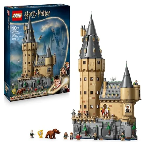 LEGO Harry Potter Le Château de Poudlard : la Tour Principale - Jeu interactif avec salles modulaires clés Volantes &amp; échecs - 12 minifigurines - Cadeau garçon ou Fille dès 10 Ans ou Adulte 76454