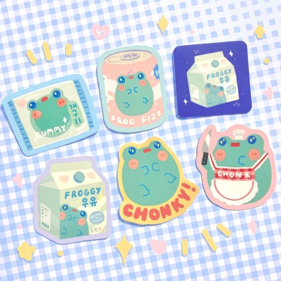 chonky frog sticker pack of 6! 