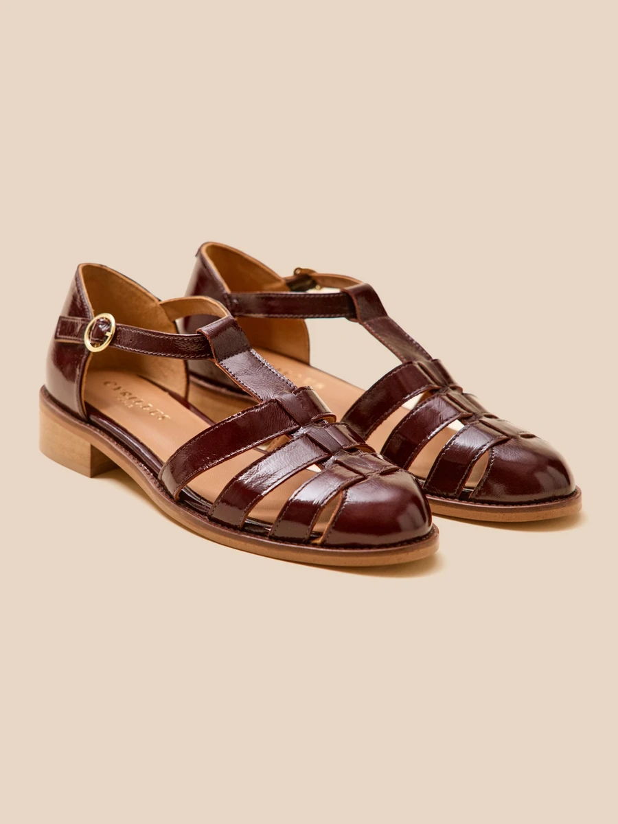 Sandales à talon style pêcheur cuir femme