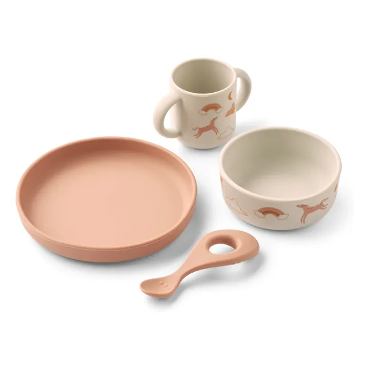 Liewood - Set vaisselle Vivi en silicone - Set de 4 - Dream/Ecru | Smallable
