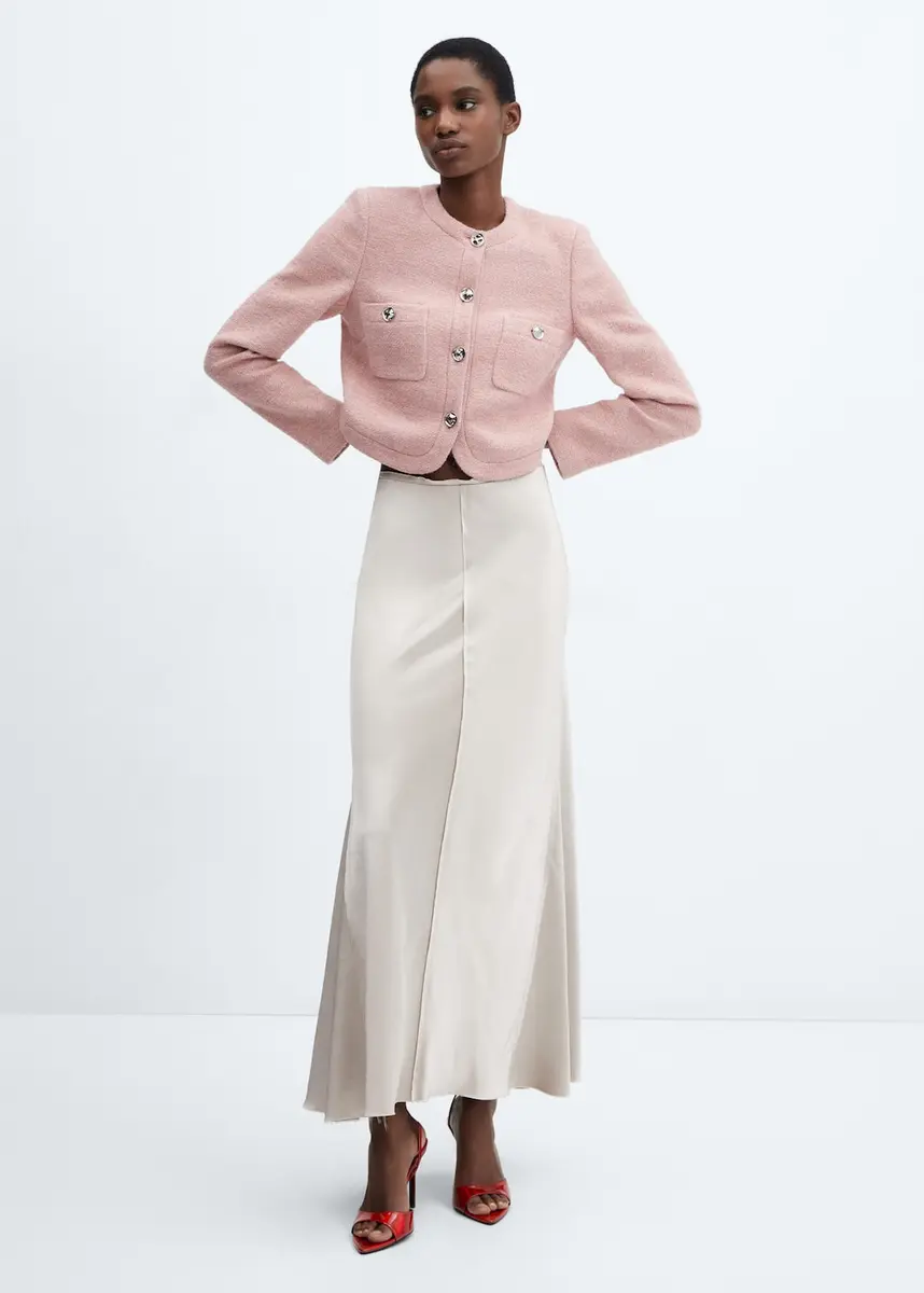 Jupe satinée bas effiloché - Femme | Mango France