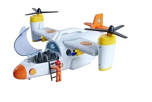 Simba - Sam Le Pompier - Avion de Sauvetage 42cm - Fonction Lance Flèches - Sons et Lumières - 2 Figurines Incluses - Dès 3 Ans - 109252615038