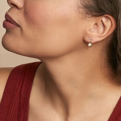 Boucles D'oreilles Pendantes Orientale Or Jaune Perle De Culture
