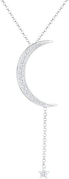 Elli Collier Femme Pendentif Étoile Demi Lune Cristal de Zircone - (925/1000) Argent : Amazon.fr: Bijoux