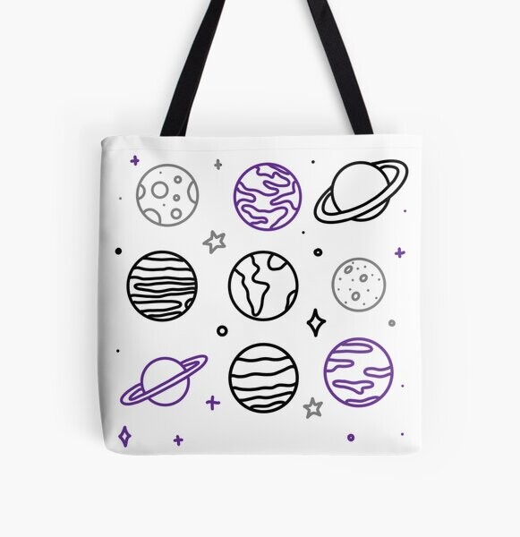 Planètes Violet Gris Noir | Tote bag