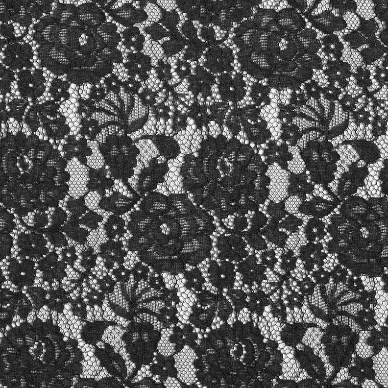 Tissu fin en dentelle Motif floral – noir