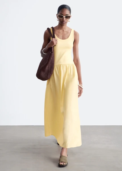 Robe midi débardeur en coton côtelé