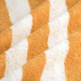 Tissu éponge velours rayures écru camel