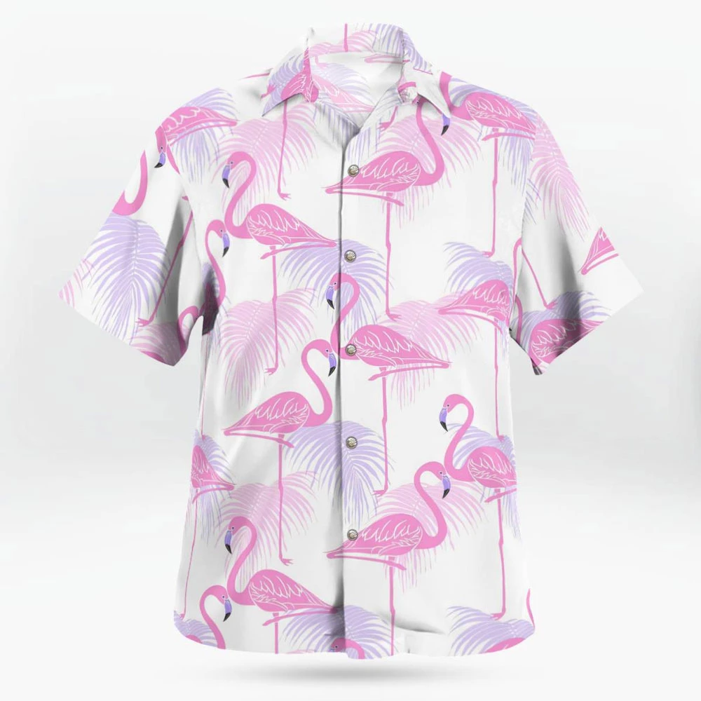 Pink and White Flamingo Pattern Hawaiian Shirt - Tropi Hawaiian Shirts