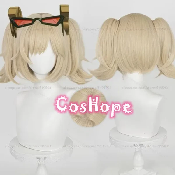 ZZZ Burnice Whita Cosplay perruque avec Double queue de cheval 28 cm courte perruque dorée laiteuse Cosplay Anime résistant à la chaleur synthétique - AliExpress 200000532