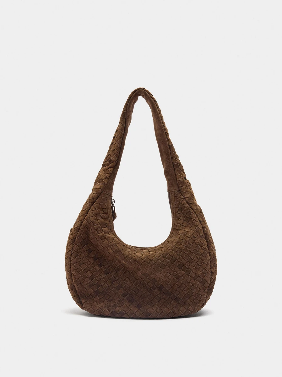 Sac hobo en cuir tressé Marron | Parfois France