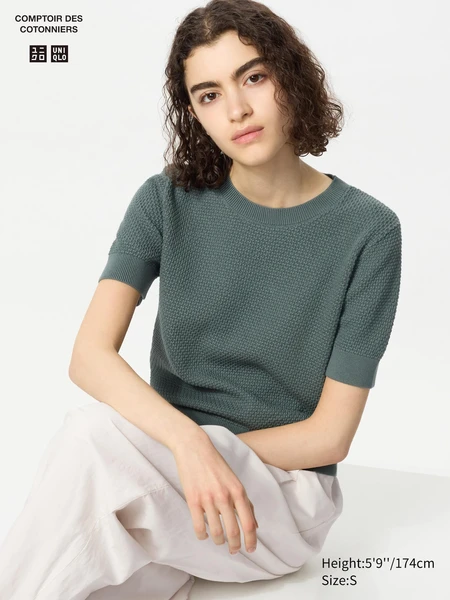 Pull 100% coton maille Popcorn (Manches courtes)