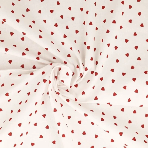 Tissu Coeur Coton 57fils Rouge - Tissus des Ursules