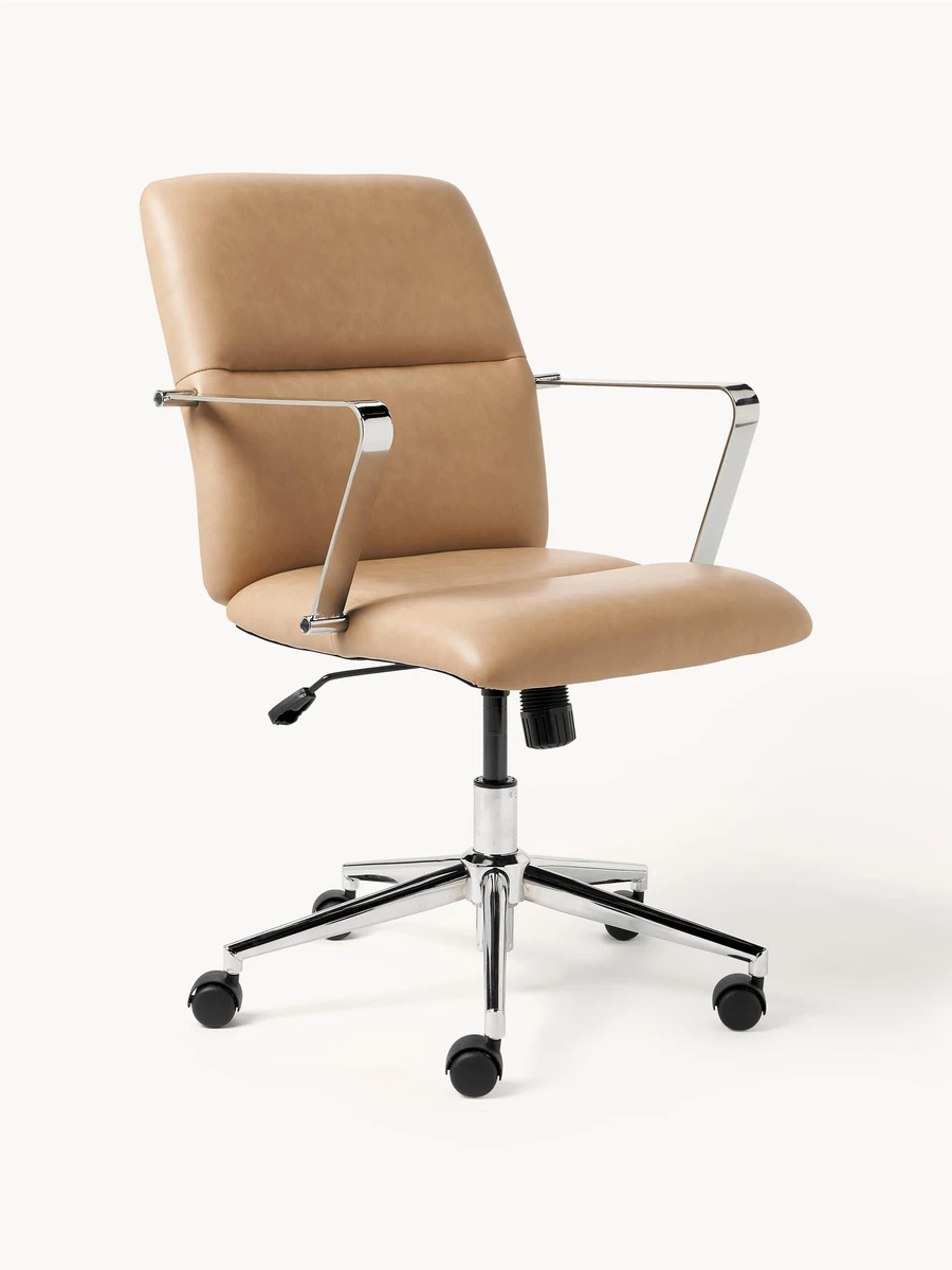 Chaise de bureau en similicuir avec accoudoirs Reto, hauteur réglable