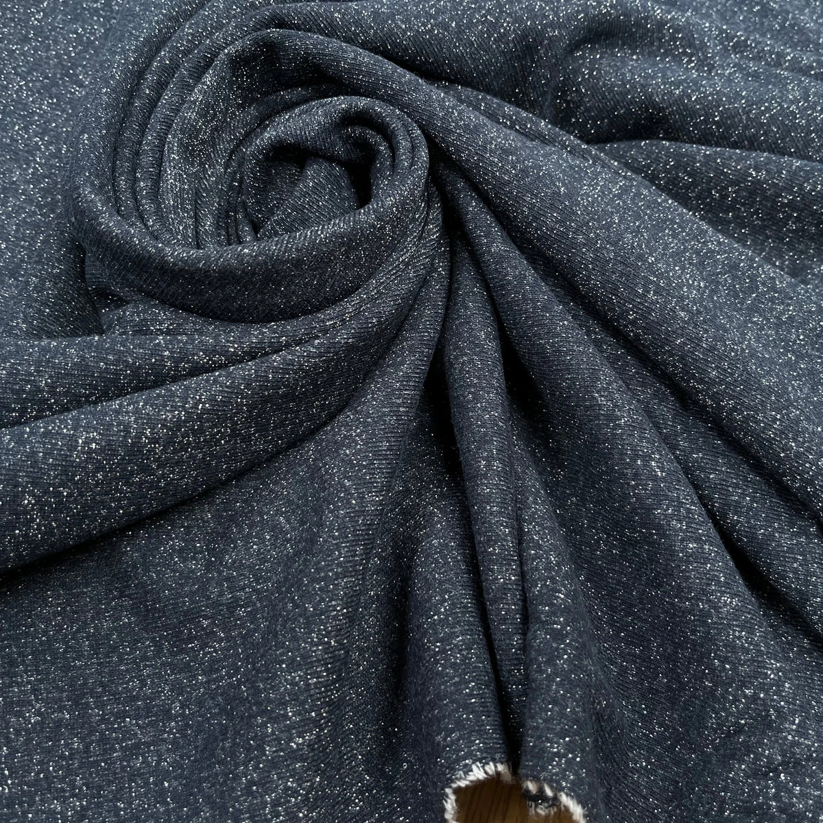 MOLLETON FIN LUREX ARGENT BLEU MARINE