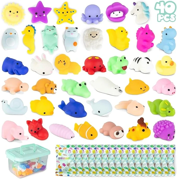 Mochi Squishy Kawaii Cadeau Anniversaire Enfants Invites Pack 40 - BONNYCO | Cadeaux Anniversaire Invités Enfant, Petit Jouet Pinata, Pochette Surprise Mariage, Assortiment Jouets Goodies Élèves Mixte