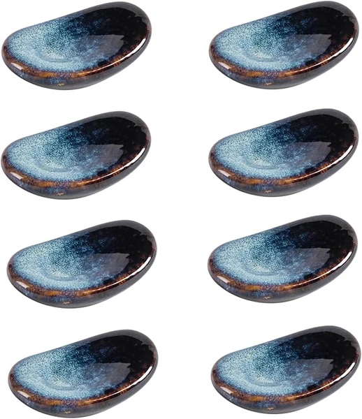 Lot de 8 supports de baguettes japonais en céramique, support pour cuillère, couteau et fourchette (bleu étoilé)