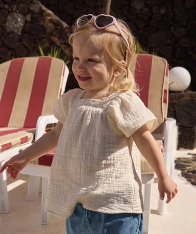 Blouse manches courtes bébé fille écru