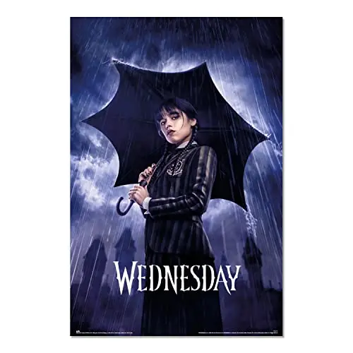 Grupo Erik - Poster Mercredi Addams Parapluie - Deco Maison, Decoration Murale, Affiche Décorative