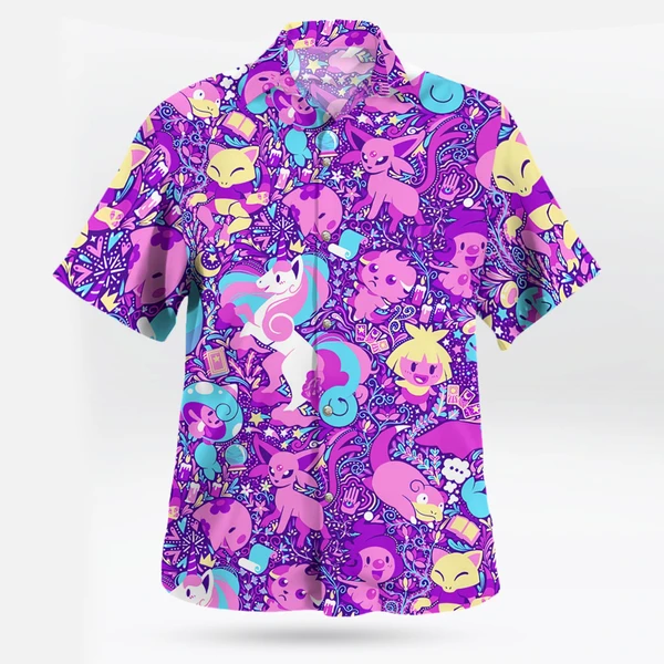 Pink Pokemon Hawaiian Shirt – Step Into a Pink Fantasy World | Tropi Hawaiian Shirts Store