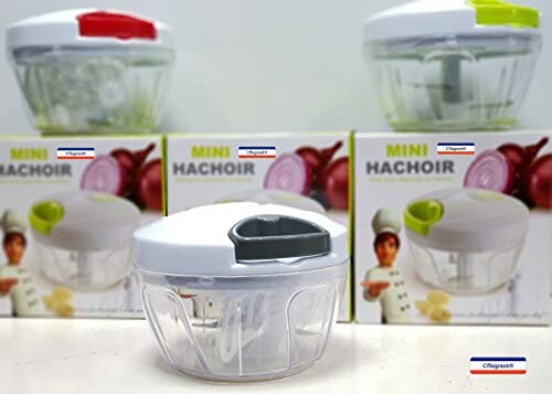 Cflagrant® Mini Hachoir Manuel 3 Lames Plus Fonction Mini Batteur Couleur Aléatoire