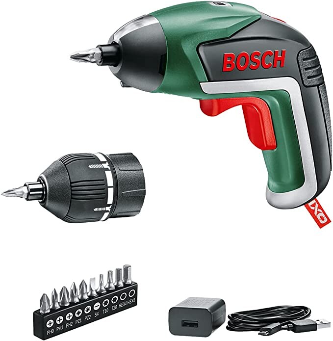 Bosch Home and Garden Visseuse sans fil - IXO (5e génération, batterie 3,6 V intégrée, adaptateur de réglage de couple, 10 embouts, chargeur USB, dans une boîte en carton) - Édition Amazon Vert : Amazon.fr: Bricolage